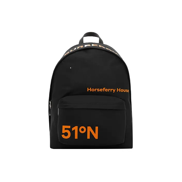 Burberry Horseferry Polyamide Backpack Men's Black/Orange-0