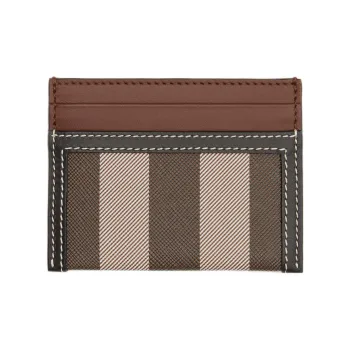 Burberry Calfskin Patchwork Leather Card Holder Women's Dark Birch Brown
