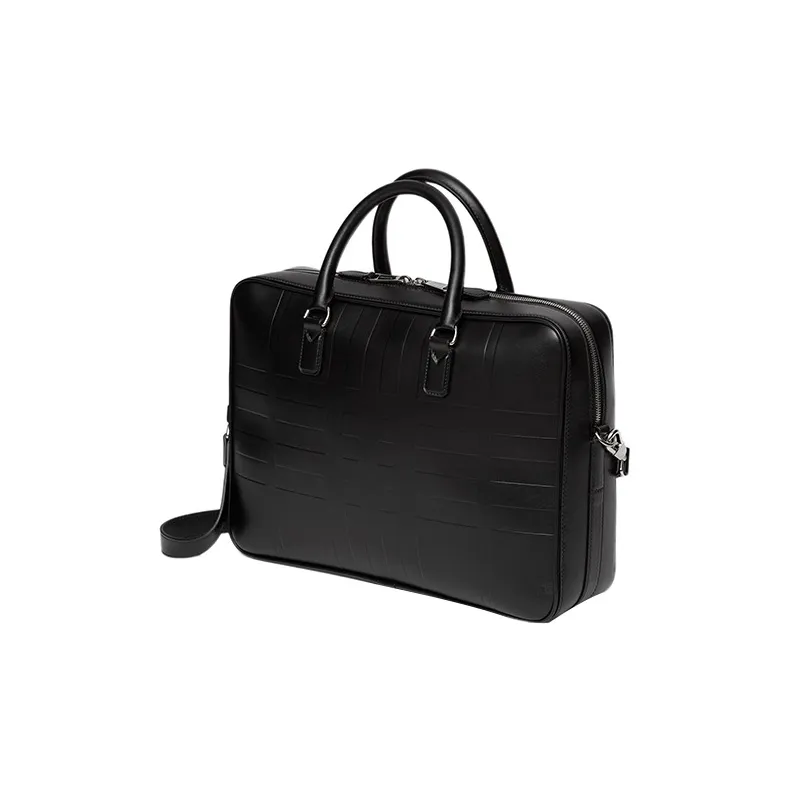 Burberry Calfskin Portable One Shoulder Crossbody Briefcases Men's Black-1