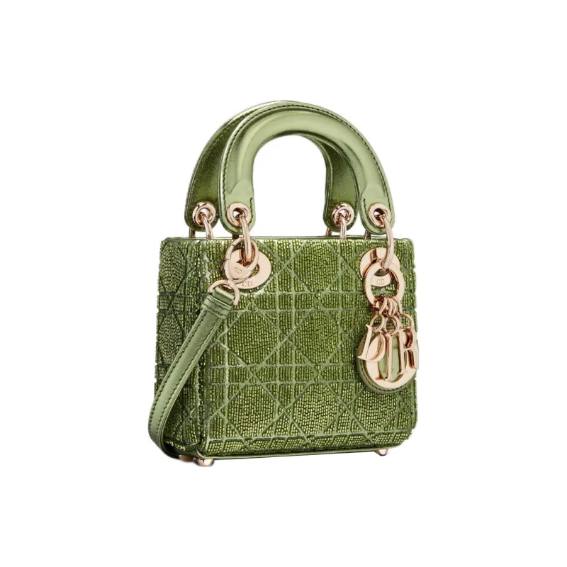 DIOR Lady Dior Sheepskin Daisie Bag Shoulder Bag Crossbody Bag Handbag Extra Mini Women's Gray Green-1