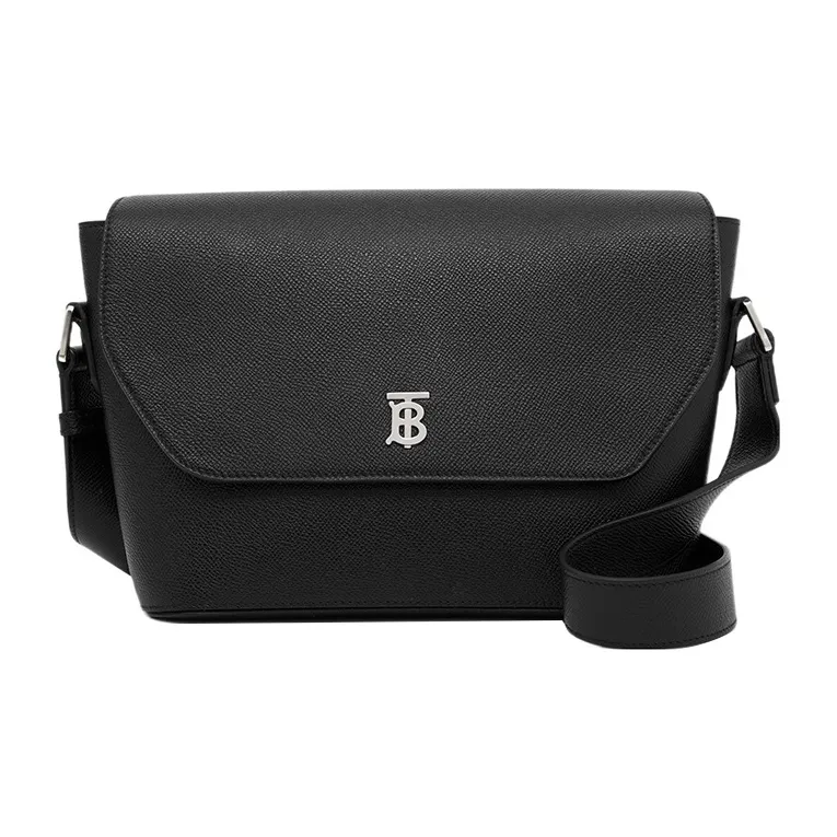 Burberry Monogram Calfskin Messenger Bag Shoulder Bag Crossbody Bag Small Size Men's Black-0