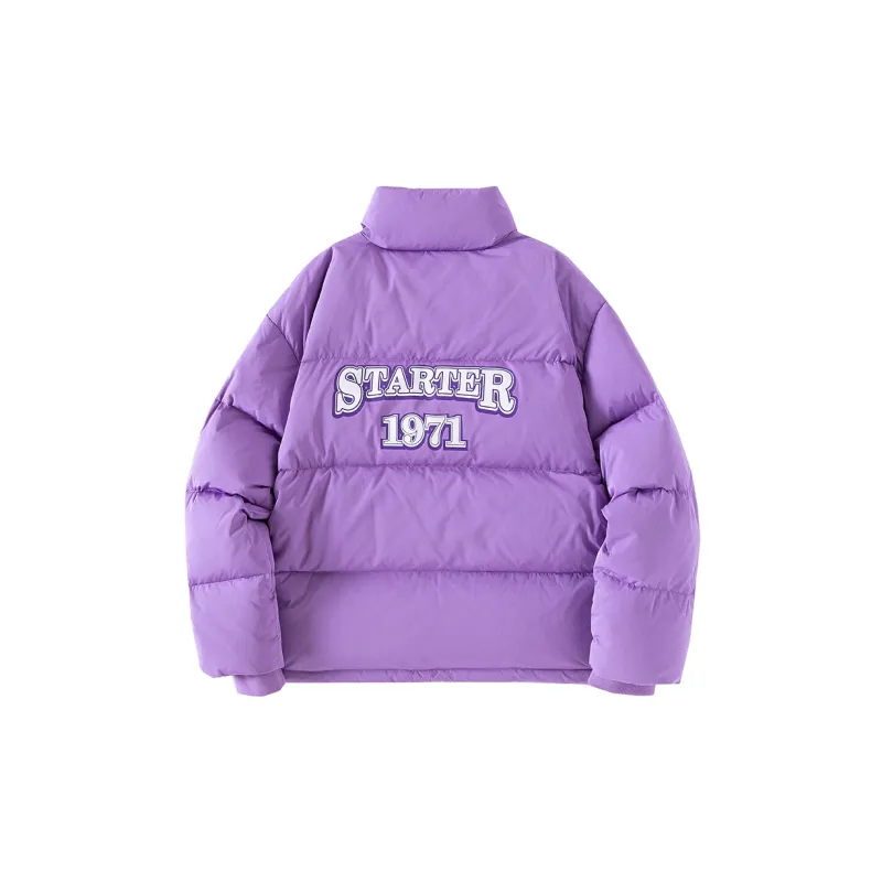 STARTER Letter Stand Collar Loose Fit Thickened Down Jacket Women's Purple-1