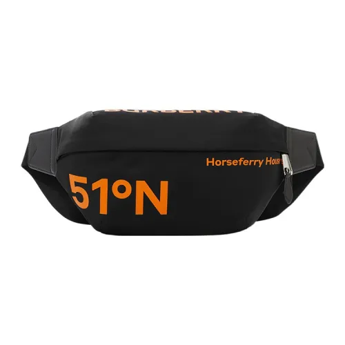 Burberry Leather Sling Bag Fanny Pack Men's Black/Orange