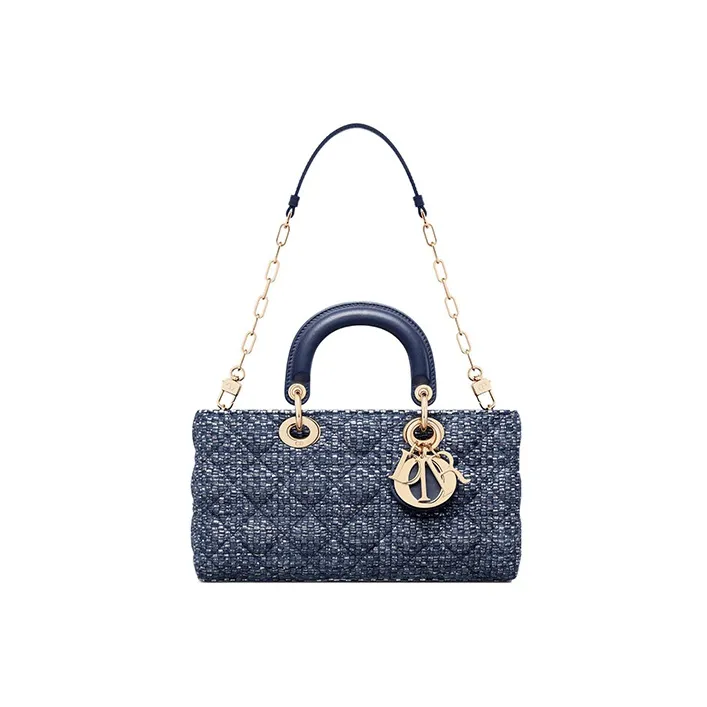 DIOR Lady D-JOY Canvas With Leather Daisie Bag Canvas Bag Shoulder Bag Crossbody Bag Handbag Women's Blue-1