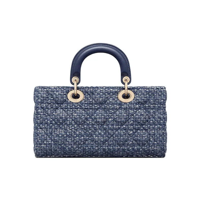 DIOR Lady D-JOY Canvas With Leather Daisie Bag Canvas Bag Shoulder Bag Crossbody Bag Handbag Women's Blue-4
