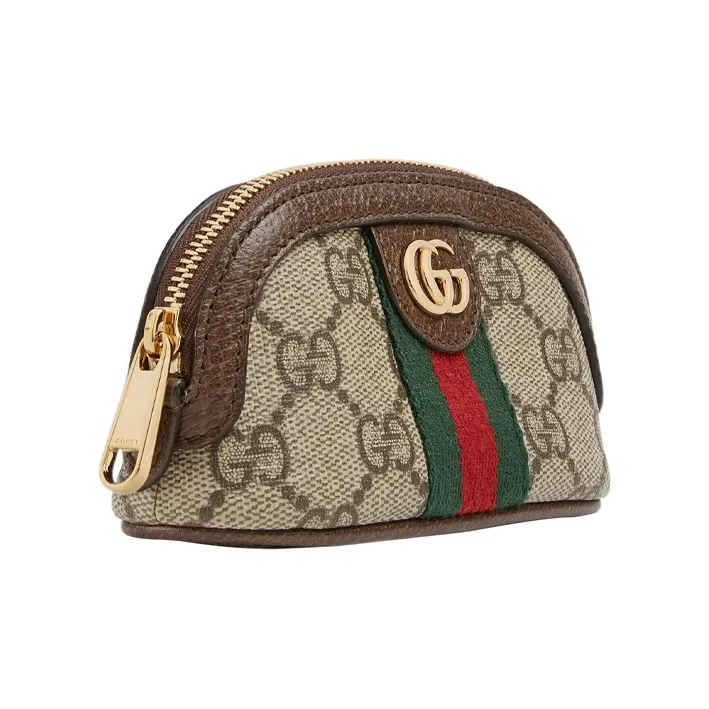 GUCCI Ophidia Canvas With Leather Key Pouch Women's Brown-1