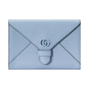 GUCCI GG Marmont Leather Wallets Card Holders Women's Light Blue