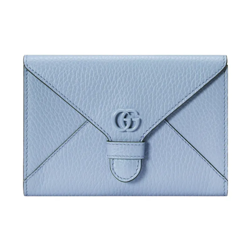 GUCCI GG Marmont Leather Wallets Card Holders Women's Light Blue-0