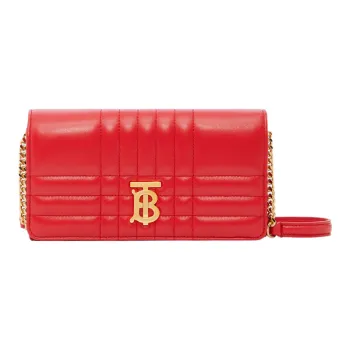 Burberry Lola Bag Quilted Leather With Lambskin Shoulder Bag, Crossbody Bag, Wallet Mini Women's Bright Red