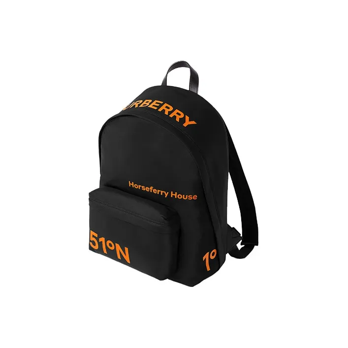 Burberry Horseferry Polyamide Backpack Men's Black/Orange-1