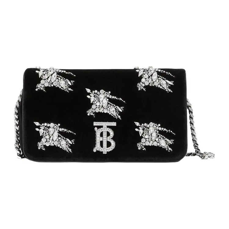 Burberry Lola Bag Leather Shoulder Bag Crossbody Bag Small Size Women's Black-0