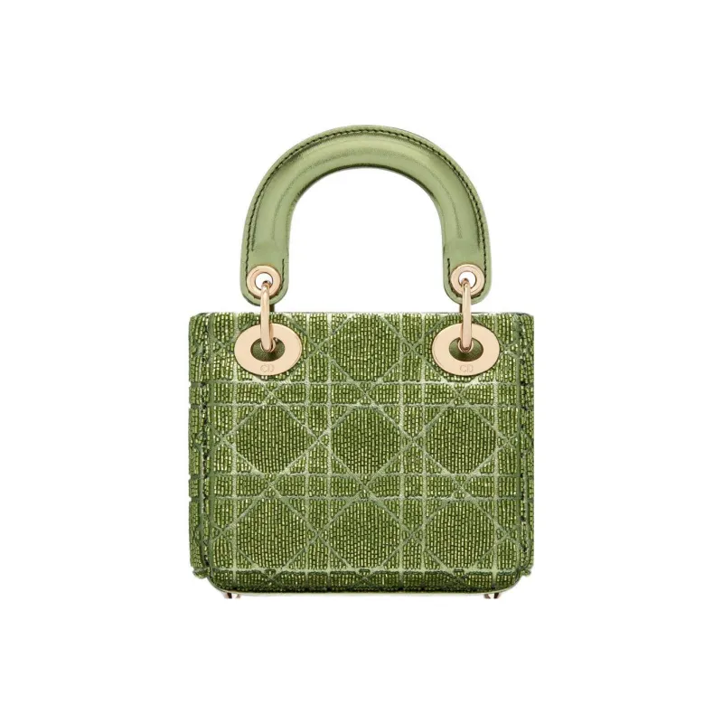 DIOR Lady Dior Sheepskin Daisie Bag Shoulder Bag Crossbody Bag Handbag Extra Mini Women's Gray Green-2