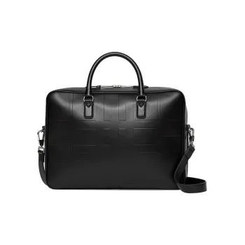 Burberry Calfskin Portable One Shoulder Crossbody Briefcases Men's Black
