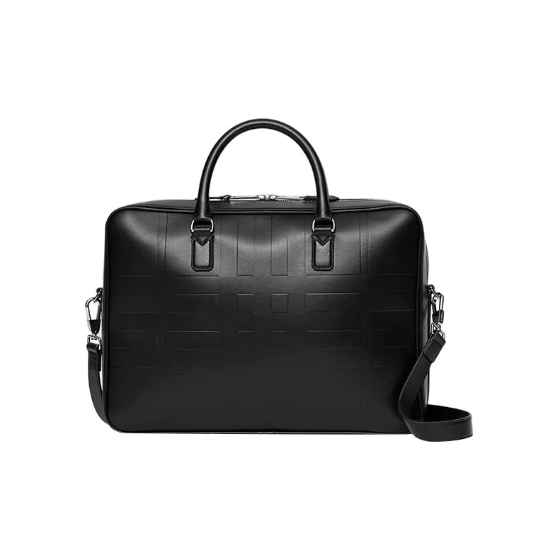 Burberry Calfskin Portable One Shoulder Crossbody Briefcases Men's Black-0
