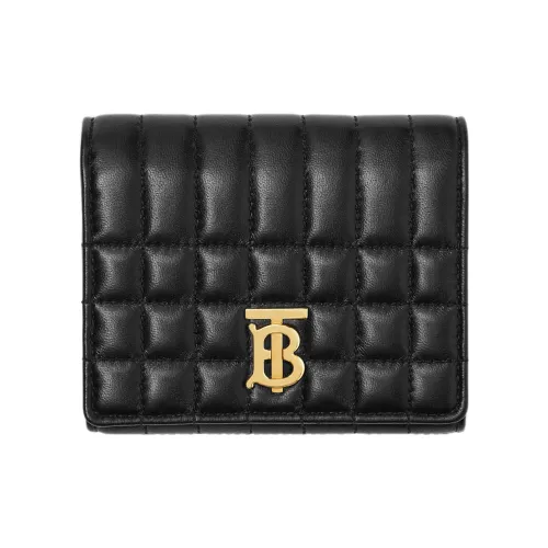 Burberry Quilted Leather Small Lola Folding Wallet Black /Light Gold