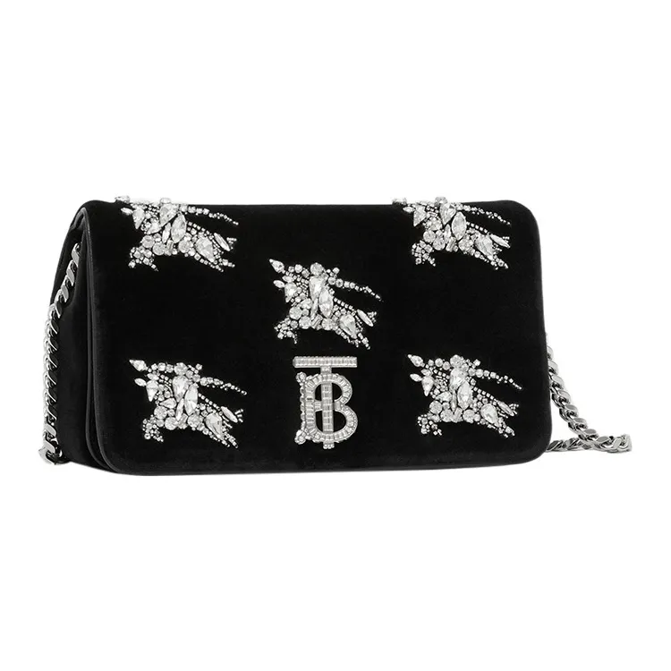 Burberry Lola Bag Leather Shoulder Bag Crossbody Bag Small Size Women's Black-2
