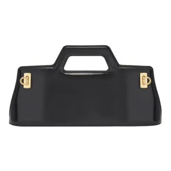 FERRAGAMO Cow Leather Patchwork With Sheepskin Handbag Regular Women's Black