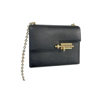 HERMES Verrou Mysore Goat Skin Handgun Bag Shoulder Bag Crossbody Bag Mini Women's Noir Black