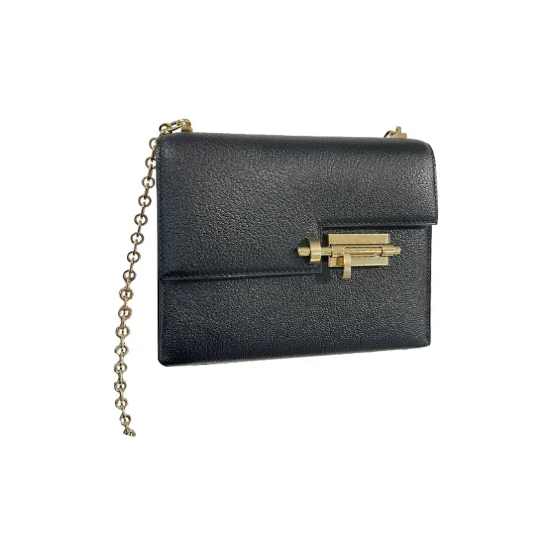 HERMES Verrou Mysore Goat Skin Handgun Bag Shoulder Bag Crossbody Bag Mini Women's Noir Black-0