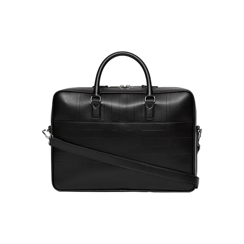 Burberry Calfskin Portable One Shoulder Crossbody Briefcases Men's Black-3