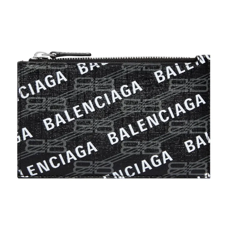 Balenciaga Balenciaga BB MONOGRAM Cow Leather Coin Purses Card Holders Large Size Women's Black-0