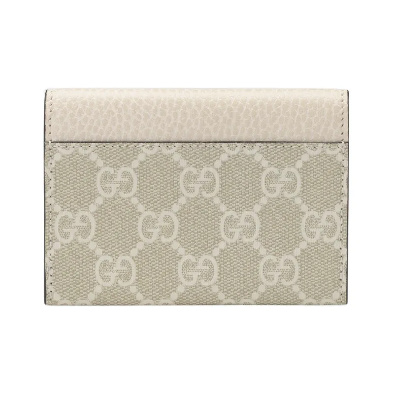 GUCCI GG Marmont Leather Paneled Canvas Card Holder Wallet Women's White-2