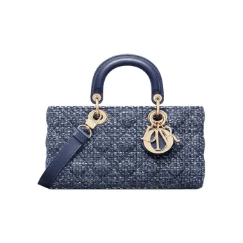 DIOR Lady D-JOY Canvas With Leather Daisie Bag Canvas Bag Shoulder Bag Crossbody Bag Handbag Women's Blue