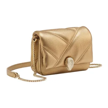 BVLGARI Serpenti Cabochon Calfskin Crossbody Bag Shoulder Bag Mini Women's Gold