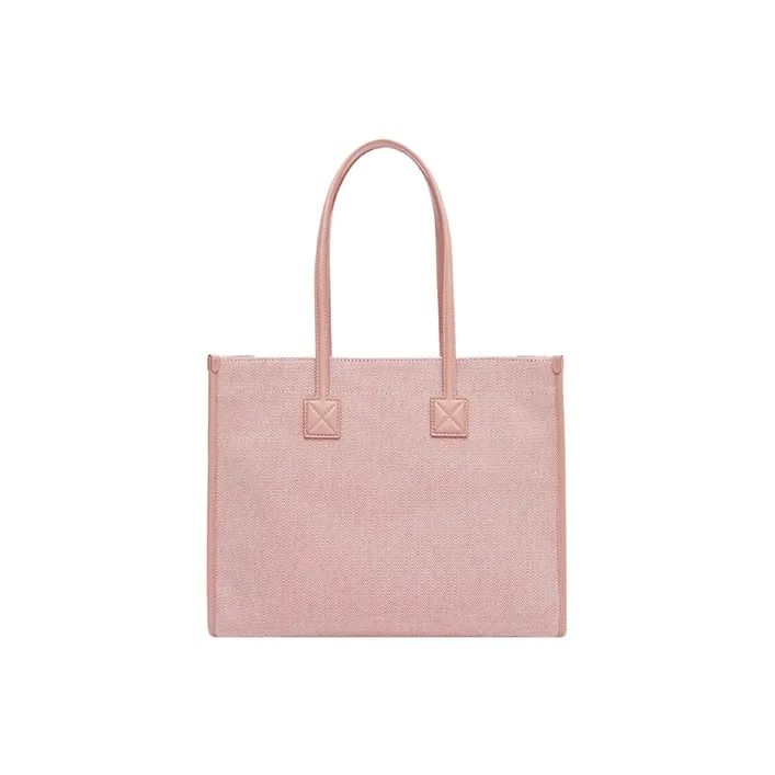Burberry Freya Canvas With Leather Tote Bag Shopping Bag Canvas Bag Handbag Small Size Women's Bright Red/Dark Pink-3