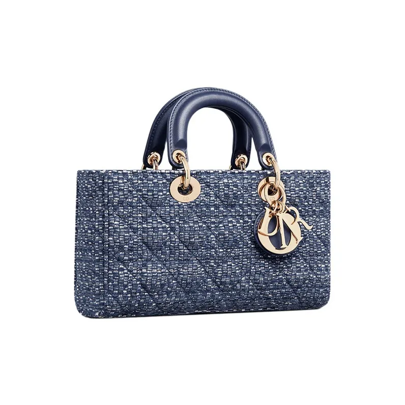 DIOR Lady D-JOY Canvas With Leather Daisie Bag Canvas Bag Shoulder Bag Crossbody Bag Handbag Women's Blue-3