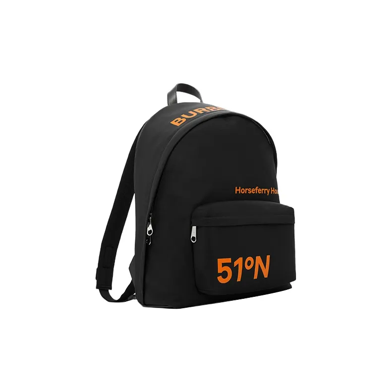 Burberry Horseferry Polyamide Backpack Men's Black/Orange-2