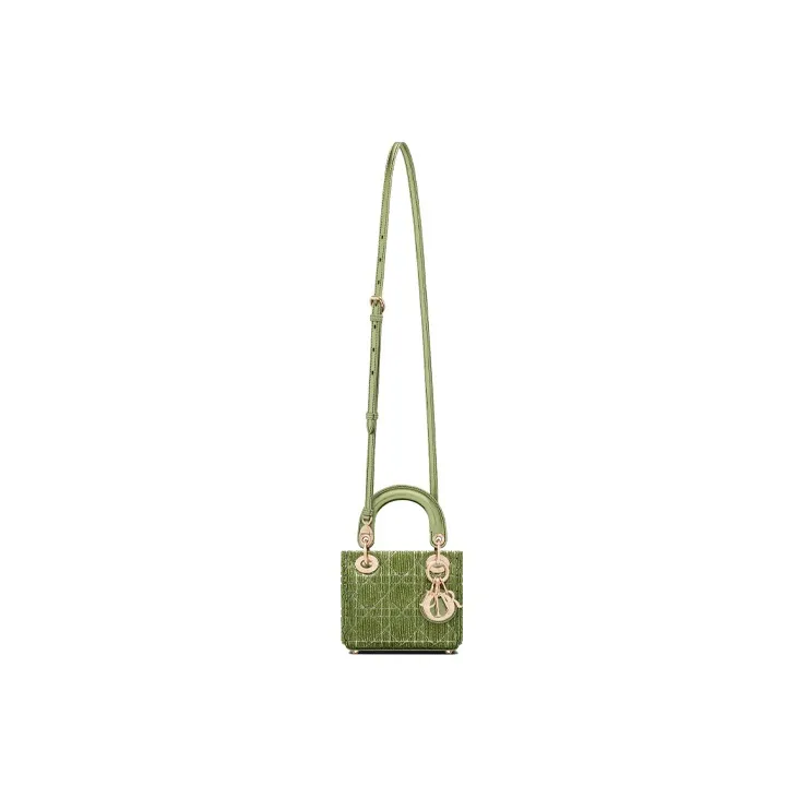 DIOR Lady Dior Sheepskin Daisie Bag Shoulder Bag Crossbody Bag Handbag Extra Mini Women's Gray Green-3