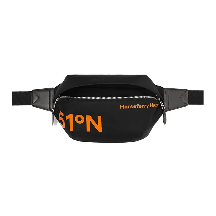 Burberry Leather Sling Bag Fanny Pack Men's Black/Orange-4
