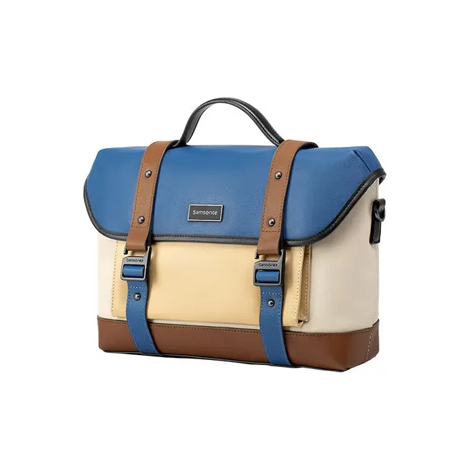 SAMSONITE Cow Leather Messenger Bag, One Shoulder Handbag Regular Unisex Khaki-1
