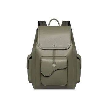 DIOR Saddle Grained Calfskin Saddle Bag Backpack Men's Olive
