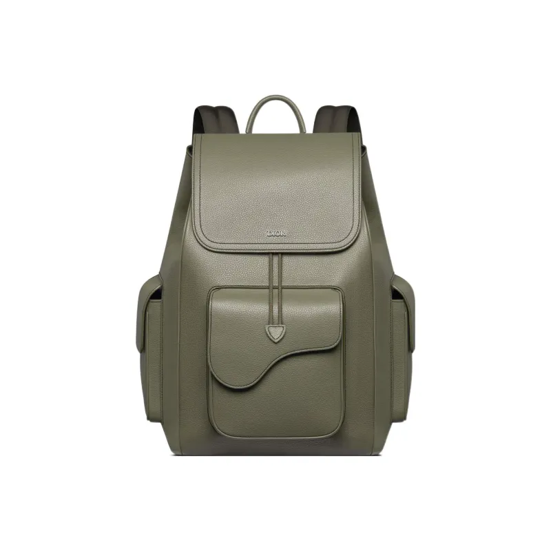 DIOR Saddle Grained Calfskin Saddle Bag Backpack Men's Olive-0