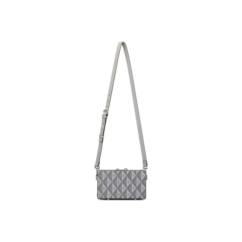 DIOR Lock Smooth Cow Leather With Canvas Messenger Bag Shoulder Bag Crossbody Bag Mini Men's Dio Gray-1