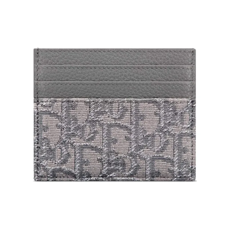 DIOR Monogram All Over Print Fabric & Smooth Cow Leather With Card Slot Card Holder Men's Metallic-1