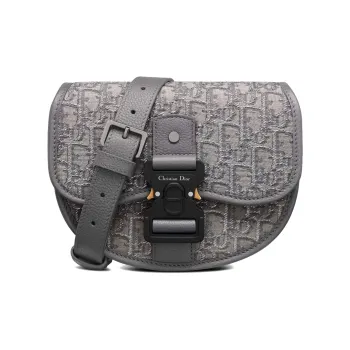 DIOR Oblique Print With Grain Cow Leather Messenger Bag, Shoulder Bag, Crossbody Bag Mini Men's Metallic