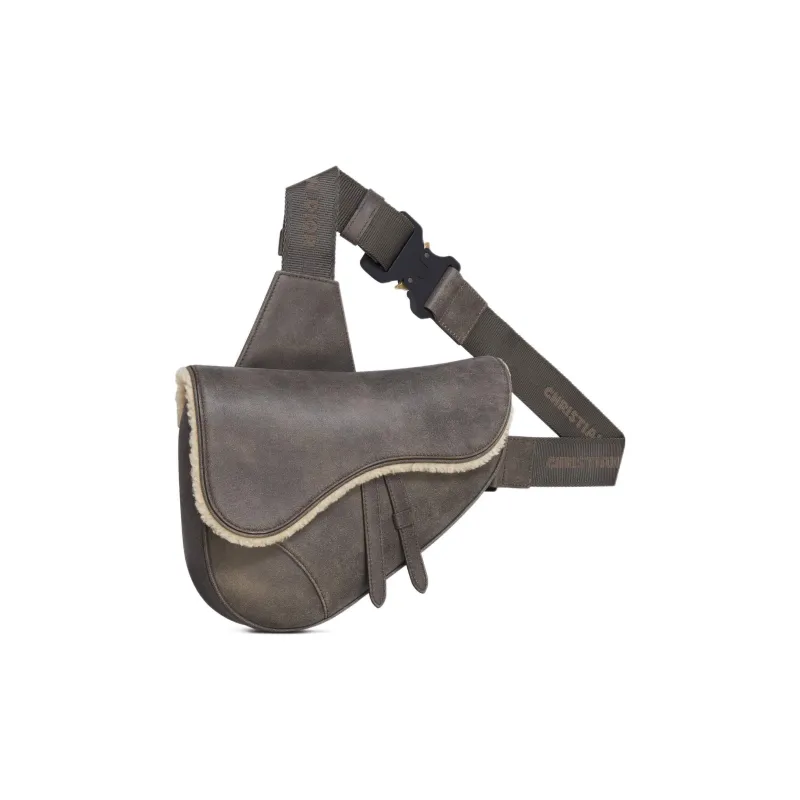 DIOR Sheepskin Saddle Bag, Shoulder Bag, Crossbody Bag Regular Men's Dark Gray-1