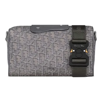 DIOR Lingot Oblique Embroidery Monogram All over Print Handbag, Shoulder Bag, Crossbody Bag Men's Metal Gray