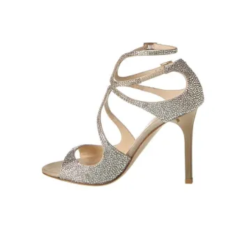 Jimmy Choo Lang Suede 100 Strap Sandals Women's Silver