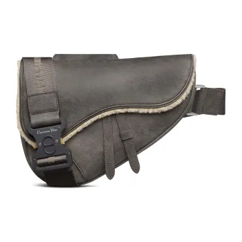 DIOR Sheepskin Saddle Bag, Shoulder Bag, Crossbody Bag Regular Men's Dark Gray