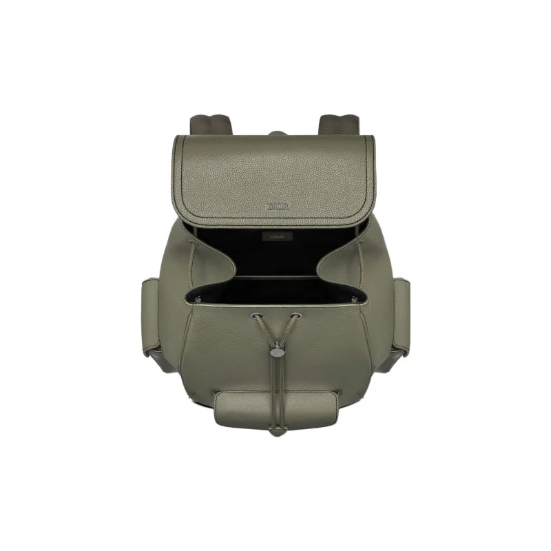 DIOR Saddle Grained Calfskin Saddle Bag Backpack Men's Olive-3