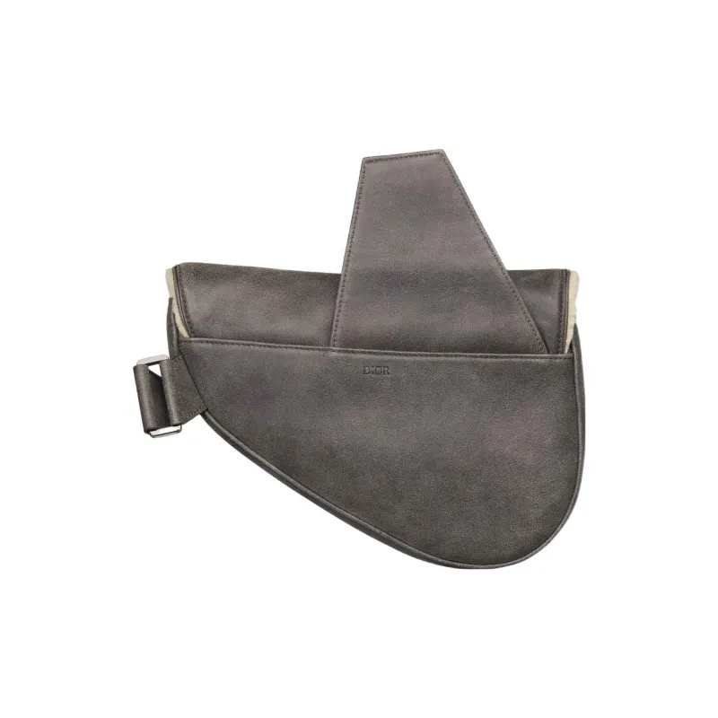 DIOR Sheepskin Saddle Bag, Shoulder Bag, Crossbody Bag Regular Men's Dark Gray-2