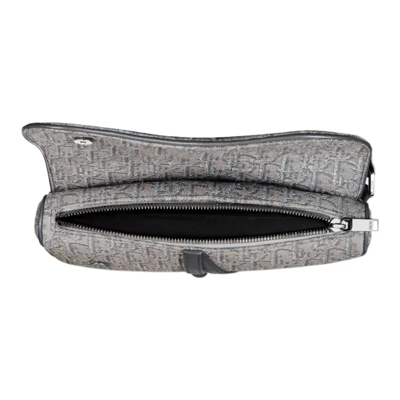 DIOR OBLIQUESaddle Fabric Saddle Bag Shoulder Bag Crossbody Bag Men's Metal Gray-3