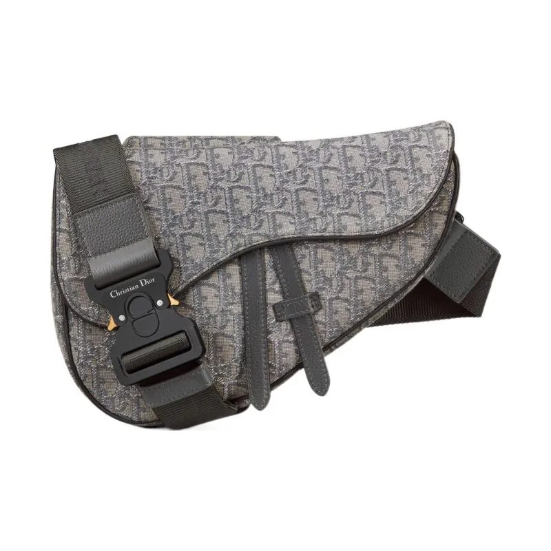DIOR OBLIQUESaddle Fabric Saddle Bag Shoulder Bag Crossbody Bag Men's Metal Gray-0