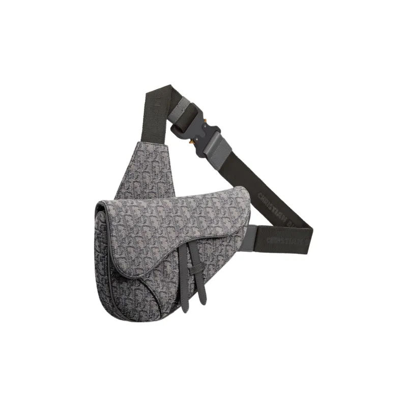 DIOR OBLIQUESaddle Fabric Saddle Bag Shoulder Bag Crossbody Bag Men's Metal Gray-1