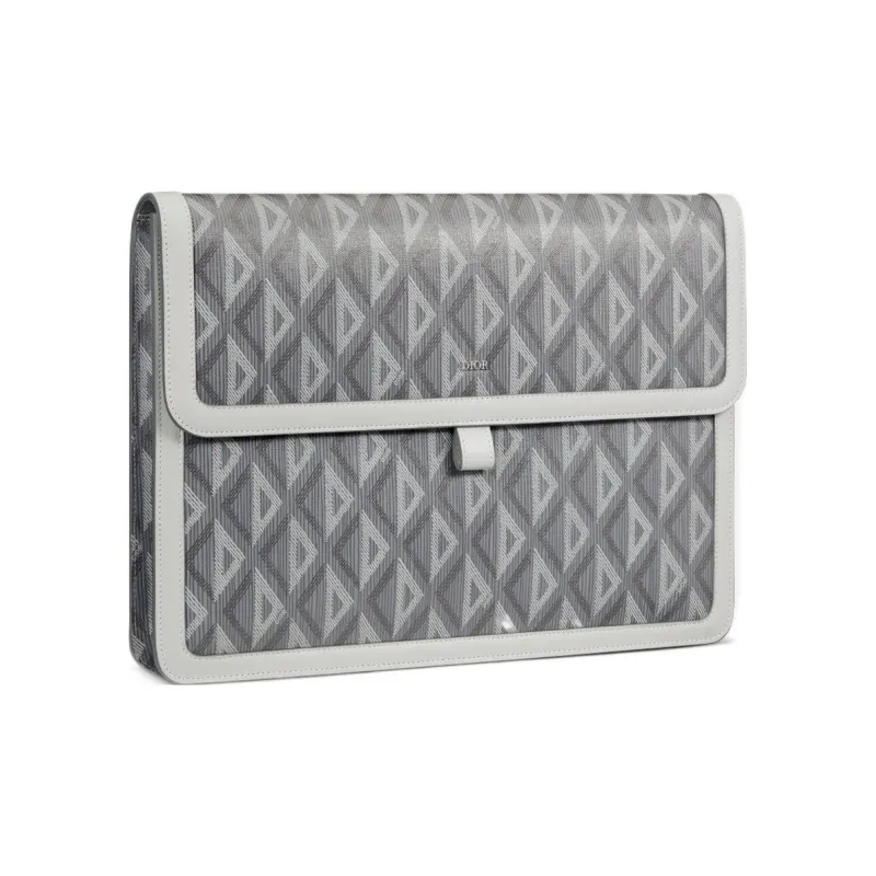 DIOR Hit The Road Canvas With Smooth Cow Leather Clutch Men's Dio Gray-1