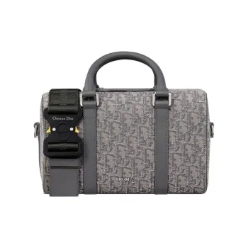 DIOR Lingot Monogram All Over Print With Grain Cow Leather Shoulder Bag, Crossbody Bag, Handbag Men's Dark Gray